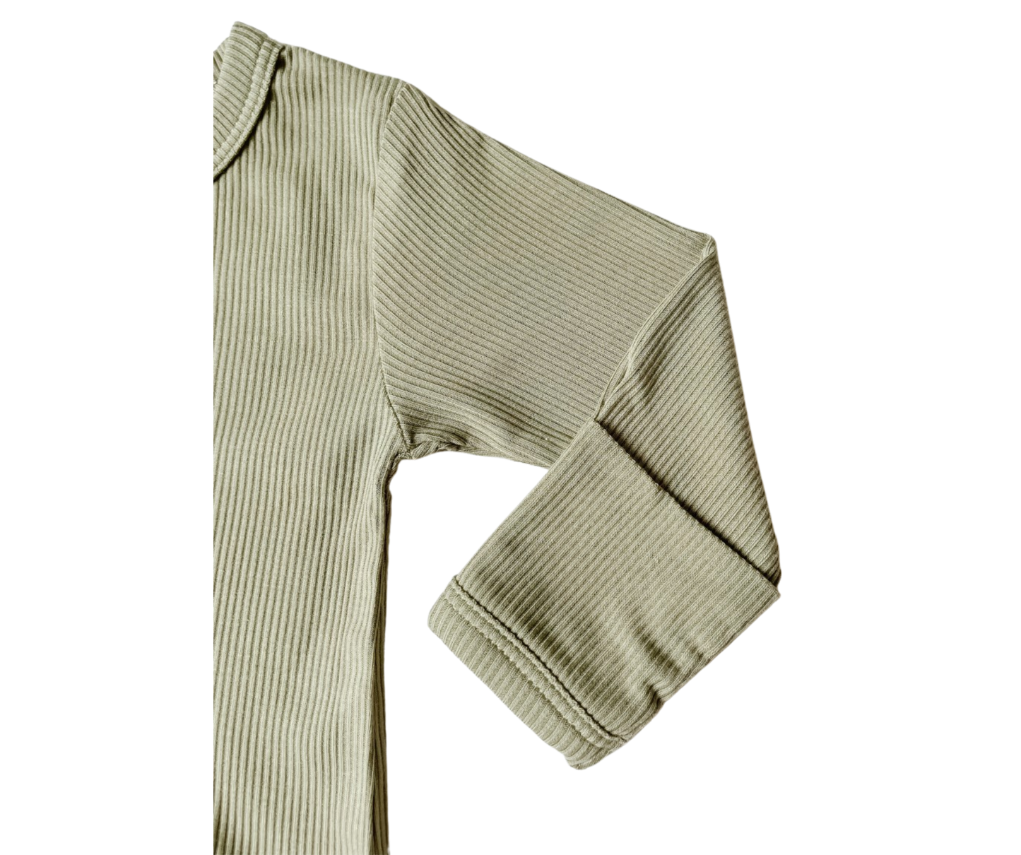 Stretchy Ribbed Bamboo Footie - Olive