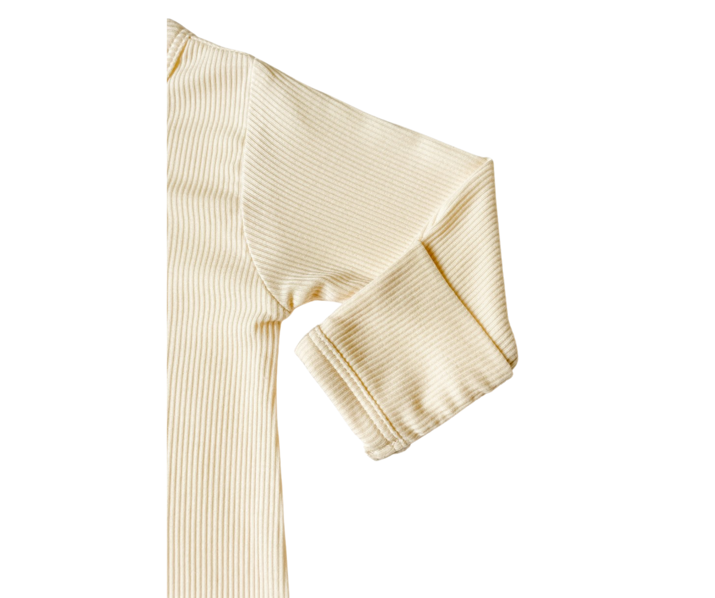 Stretchy Ribbed Bamboo Footie - Cream