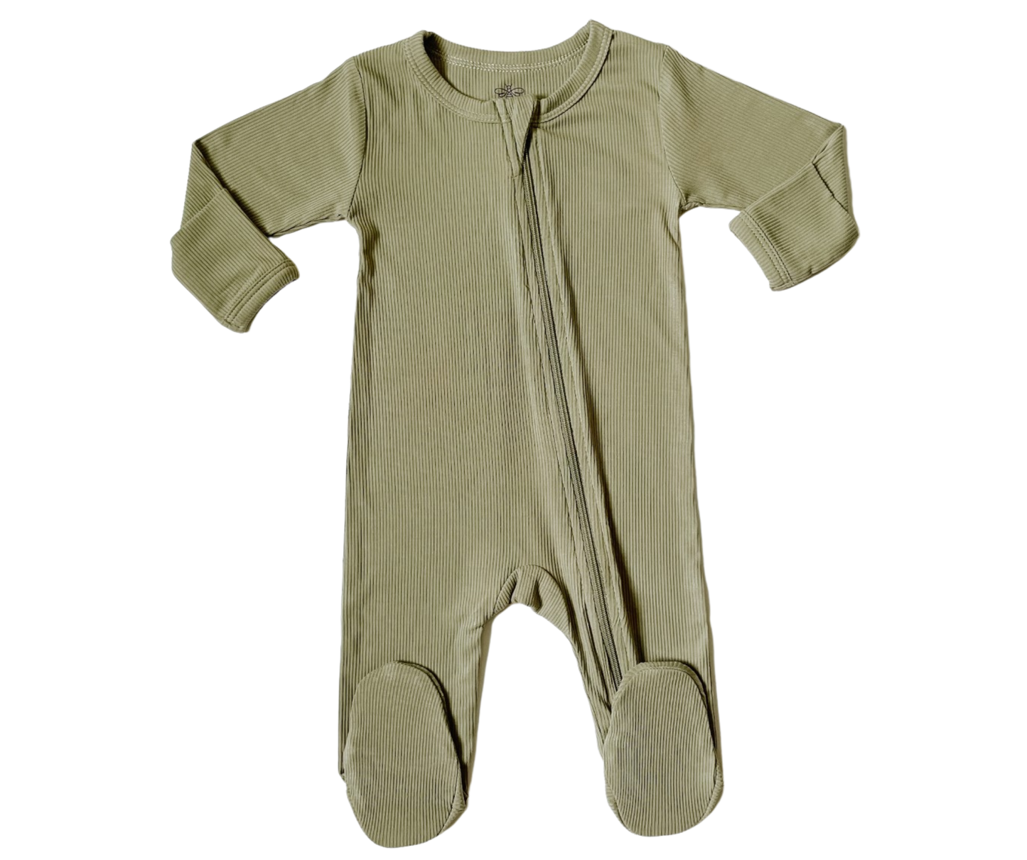 Stretchy Ribbed Bamboo Footie - Olive