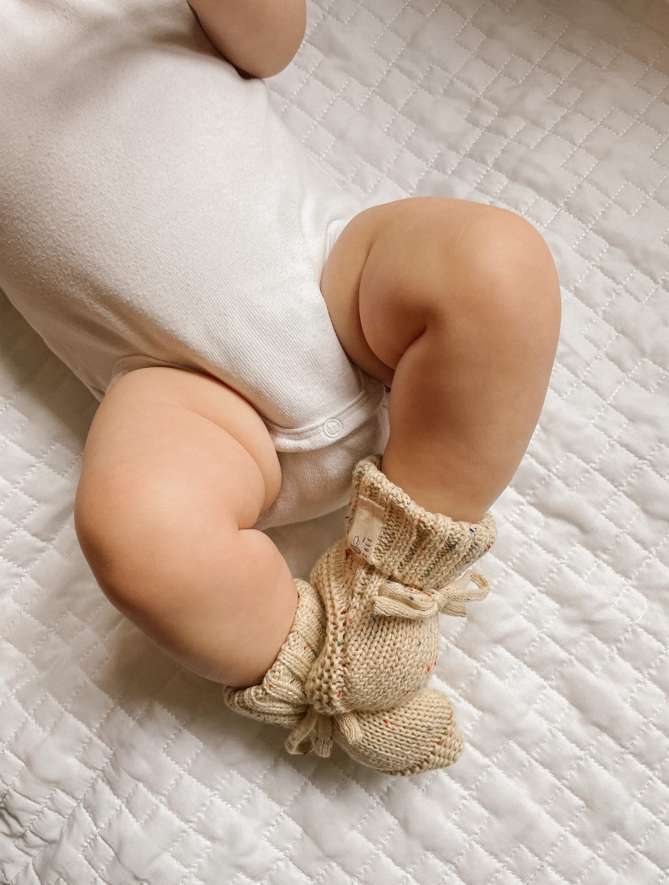 Handmade Knit Booties - Speckled Oat
